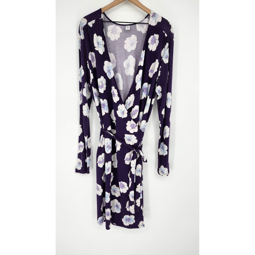 Old Navy Womens Purple Floral Boho Wrap Dress Size XXL Tall Feminine Office